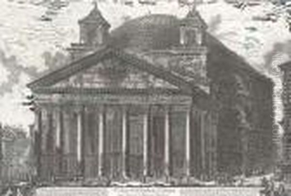 S. Lorenza Fuori Le Mura; And The Pantheon Exterior Oil Painting by Giovanni Battista Piranesi