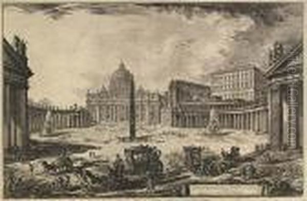 Veduta Della Gran Piazza E Basilica Di S. Pietro Oil Painting by Giovanni Battista Piranesi