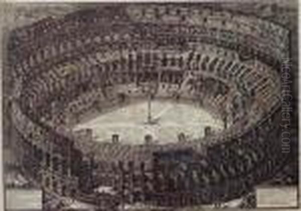 Colosseum Bird's Eye View Oil Painting by Giovanni Battista Piranesi