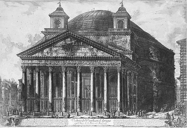 Veduta Del Pantheon D'agrippa Oil Painting by Giovanni Battista Piranesi