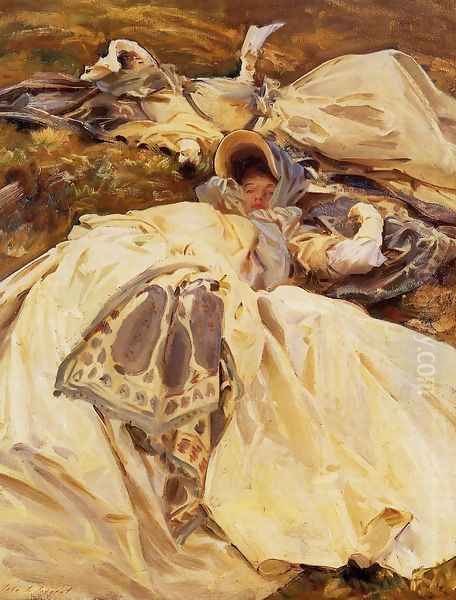 Two Girls In White Dresses Oil Painting by John Singer Sargent