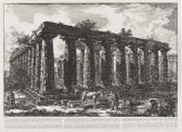 Vue Des Restes D'une Grande Enceinte De Colonnes Oil Painting by Giovanni Battista Piranesi