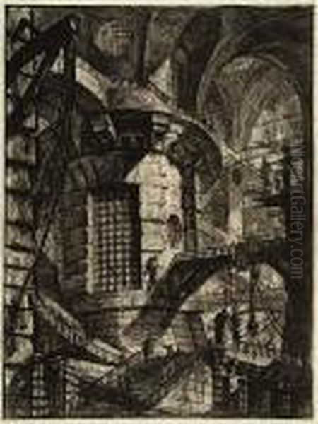 Round Arches Springing From A Square Column Oil Painting by Giovanni Battista Piranesi