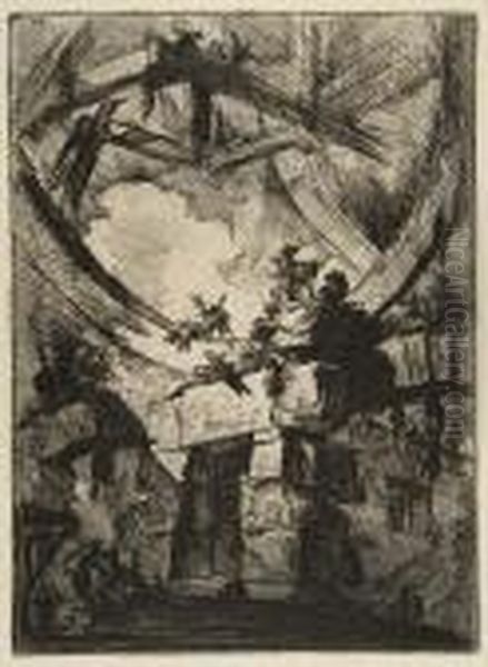 A Prison Door, Surmounted By A Colossal Opening Oil Painting by Giovanni Battista Piranesi