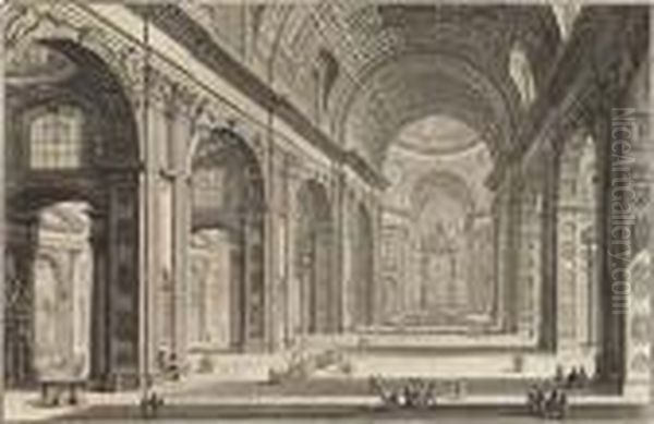 Two Etchings From The 
Veduta Di Roma Oil Painting by Giovanni Battista Piranesi