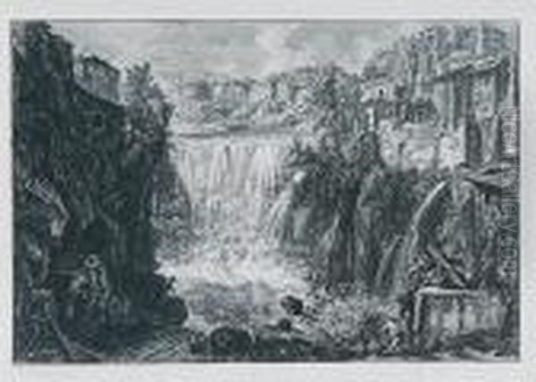 Veduta Della Cascata Di Tivoli Oil Painting by Giovanni Battista Piranesi