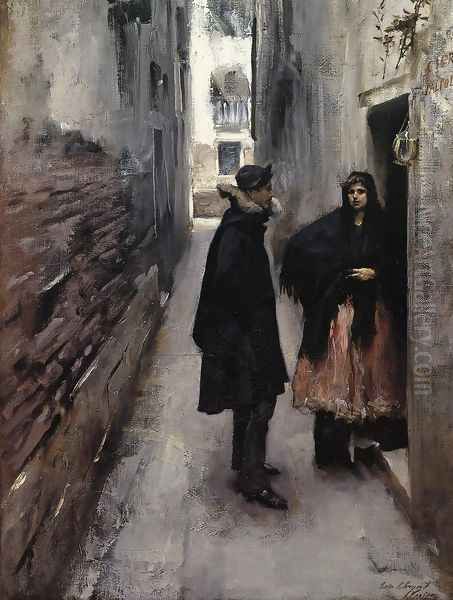 A Street In Venice Oil Painting by John Singer Sargent