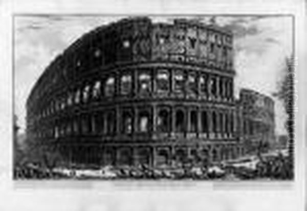 The Colosseum, From Vedute Di Roma Oil Painting by Giovanni Battista Piranesi