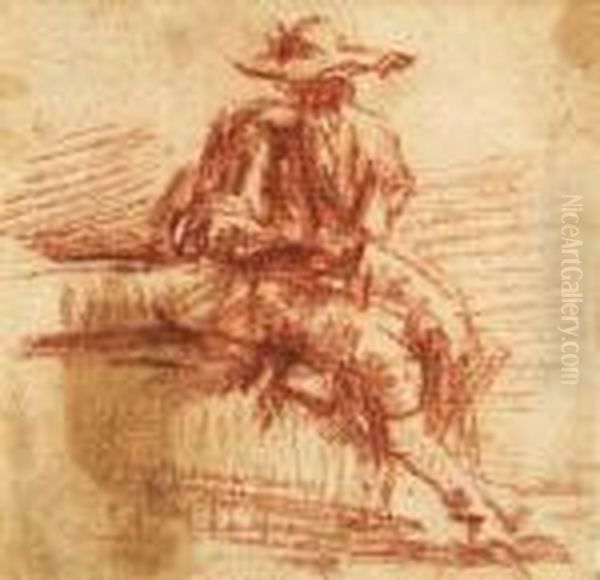 A Seated Man Oil Painting by Giovanni Battista Piranesi