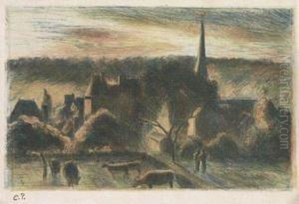 Eglise Et Ferme D'eragny Oil Painting by Camille Pissarro