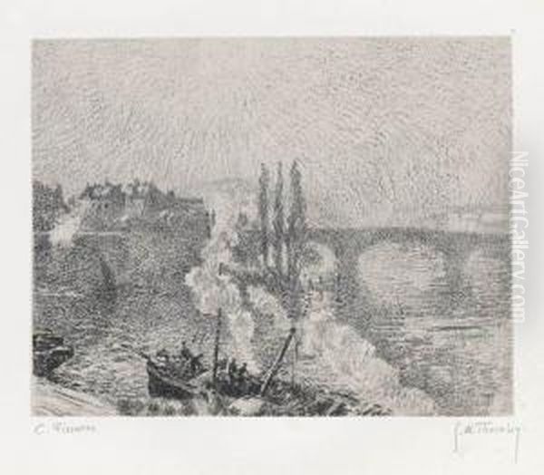 Pont A Rouen Oil Painting by Camille Pissarro