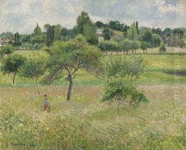 Pommiers A Eragny Oil Painting by Camille Pissarro