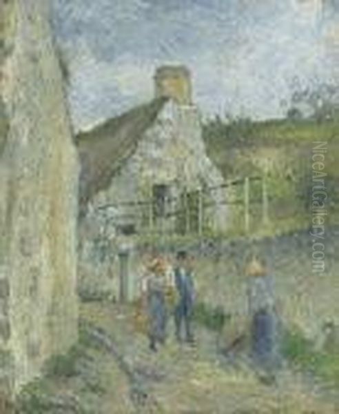 Rue Des Roches Au Valhermeil, Auvers Sur Oise Oil Painting by Camille Pissarro