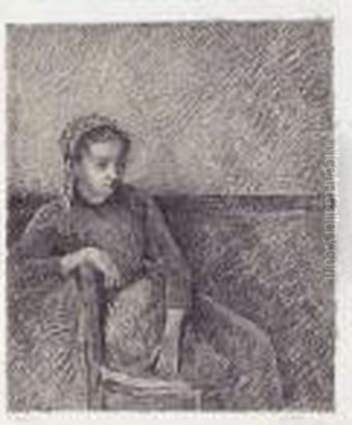 Jeune Paysanne Oil Painting by Camille Pissarro