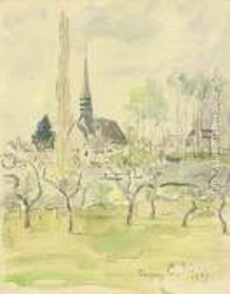 L'eglise D'eragny Oil Painting by Camille Pissarro