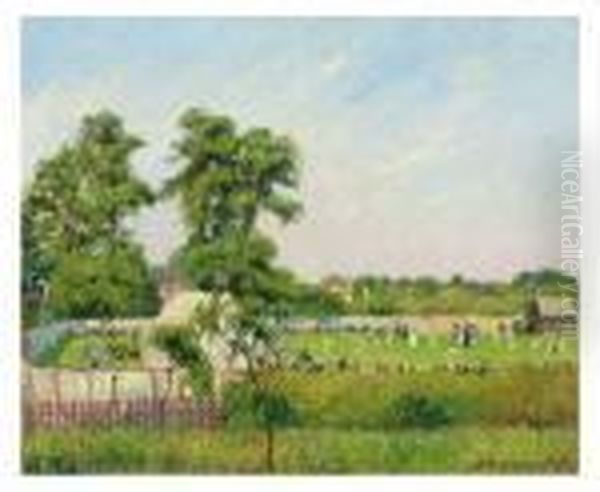 Match De Cricket A Bedford Park, Londres Oil Painting by Camille Pissarro