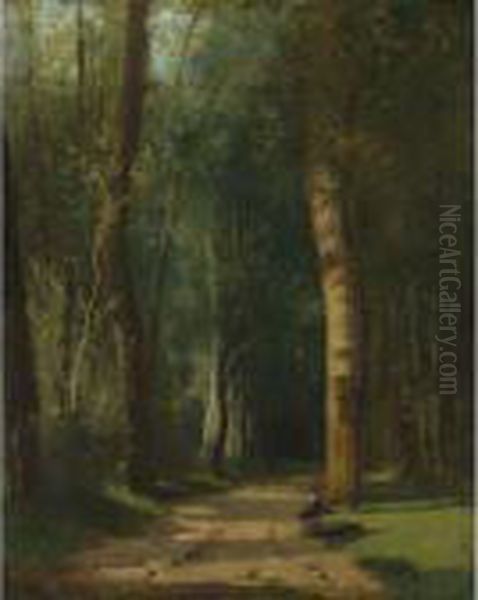 Allee Dans Une Foret Oil Painting by Camille Pissarro