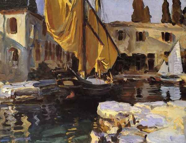 Boat With The Golden Sail San Vigilio Oil Painting by John Singer Sargent