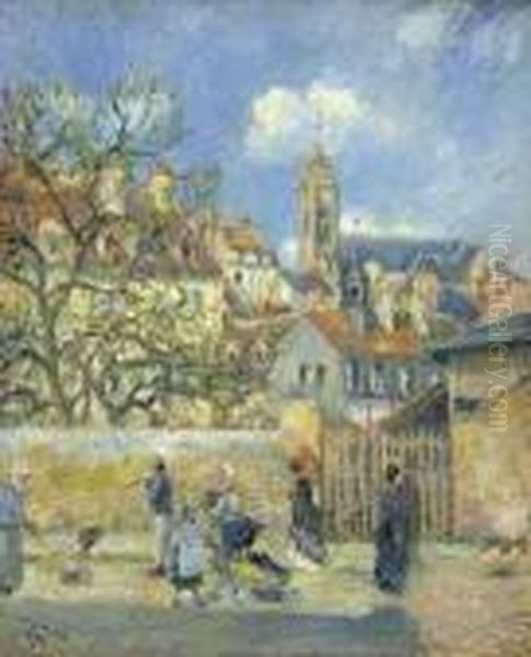 Le Parc Aux Charrettes, Pontoise Oil Painting by Camille Pissarro