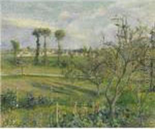 Soleil Couchant Au Velhermeil, Auvers-sur-oise Oil Painting by Camille Pissarro