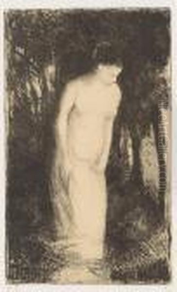 Baigneuse Pres D'un Bois Oil Painting by Camille Pissarro