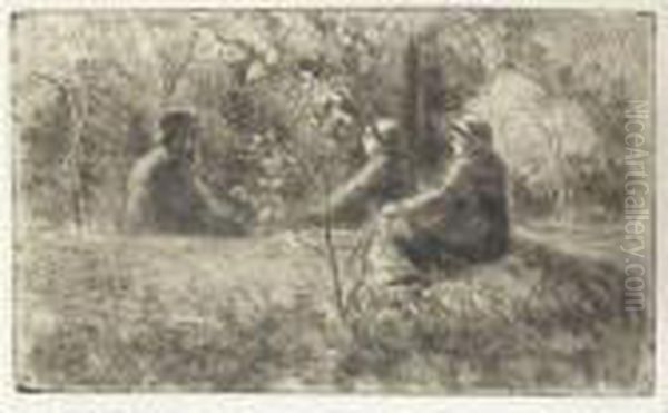 Repos Du Dimanche Dans Le Bois Oil Painting by Camille Pissarro