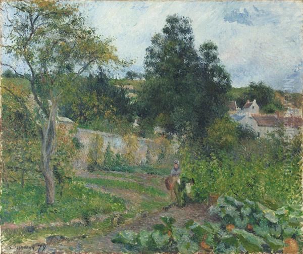 Jardin Potagera L'ermitage, Pontoise Oil Painting by Camille Pissarro