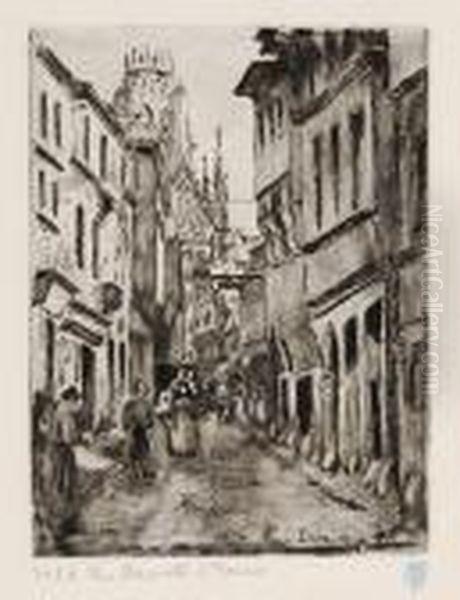 Rue Damiette Arouen Oil Painting by Camille Pissarro