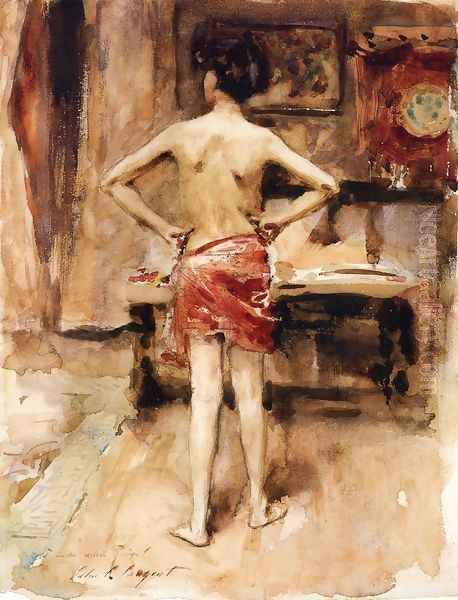 The Model Interior With Standing Figure Oil Painting by John Singer Sargent