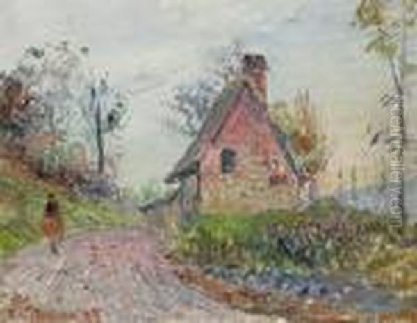 Les Environs De Rouen Oil Painting by Camille Pissarro