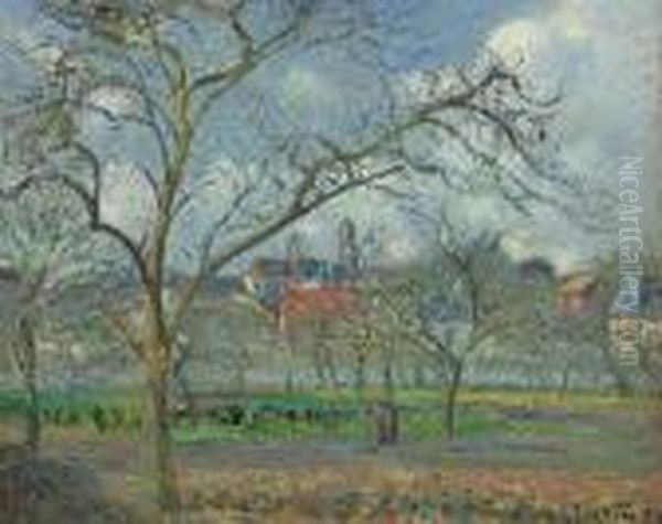 Verger A Saint-ouen-l'aumone En Hiver Oil Painting by Camille Pissarro