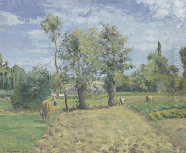 Matinee De Printemps, Pontoise Oil Painting by Camille Pissarro