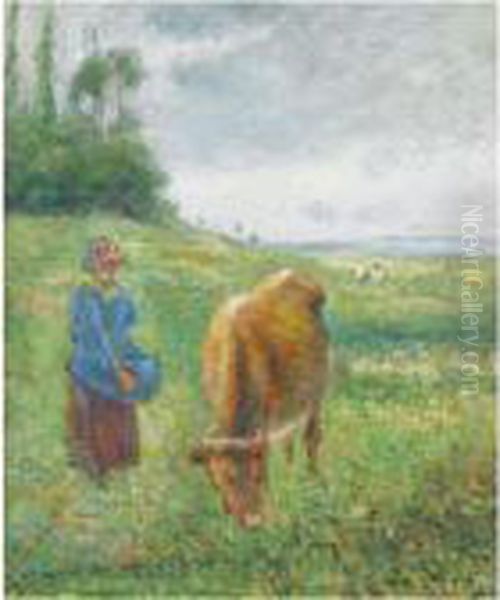 Gardeuse De Vache, Cote Des Grouettes, Pontoise Oil Painting by Camille Pissarro