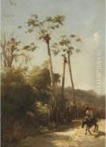 Paysage Des Antilles, Cavalier Et Ne Sur Un Chemin by Camille Pissarro