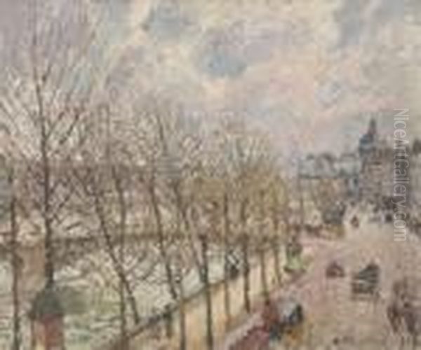 Le Quai Malaquais Et L'institut Oil Painting by Camille Pissarro