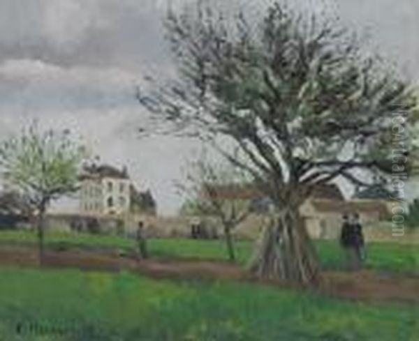 Pommiers A Pontoise, La Maison Du Pere Gallien Oil Painting by Camille Pissarro