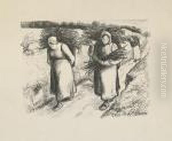 Porteuses De Fagots. Oil Painting by Camille Pissarro