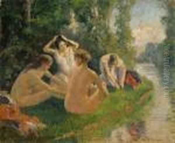 Baigneuses Oil Painting by Camille Pissarro