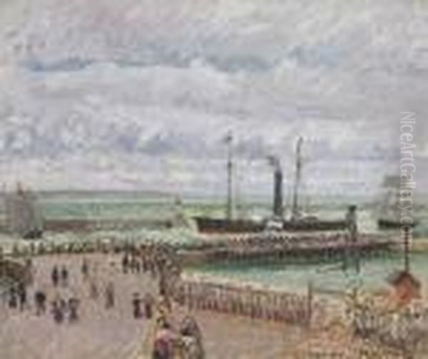 Entree Du Port Du Havre Et Le Briselames Ouest, Temps Gris Lumineux Oil Painting by Camille Pissarro