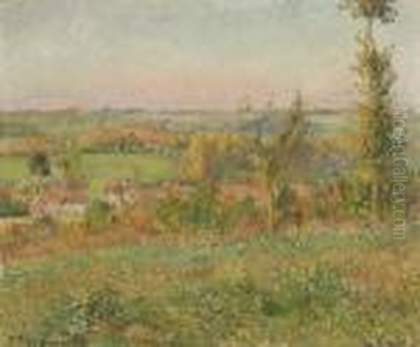 Les Coteaux De Thierceville Vus De La Cavee, Environs D'eragny Oil Painting by Camille Pissarro