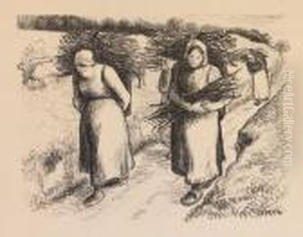 Porteuses De Fagots Oil Painting by Camille Pissarro