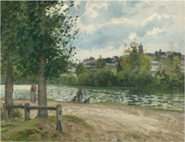 Bords De L'oise A Pontoise Oil Painting by Camille Pissarro