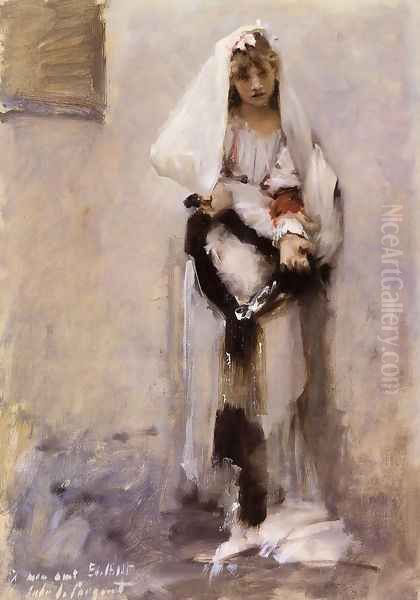 A Parisian Beggar Girl Oil Painting by John Singer Sargent