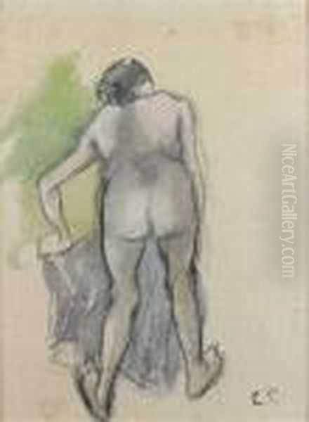 Etude De Femme Nue De Dos Oil Painting by Camille Pissarro