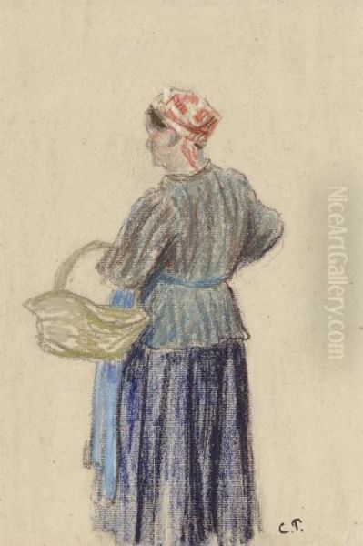 Paysanne Portant Un Panier Oil Painting by Camille Pissarro