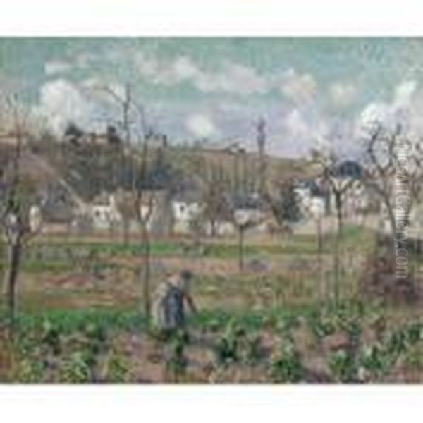 Le Jardin De Maubuisson, Pontoise, La Mere Belette Oil Painting by Camille Pissarro