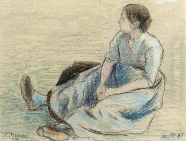 Faneuse Au Repos Oil Painting by Camille Pissarro