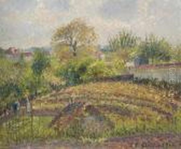 La Vigne, Apres-midi, Moret Oil Painting by Camille Pissarro