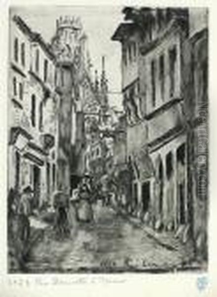 Rue Damiette A Rouen Oil Painting by Camille Pissarro