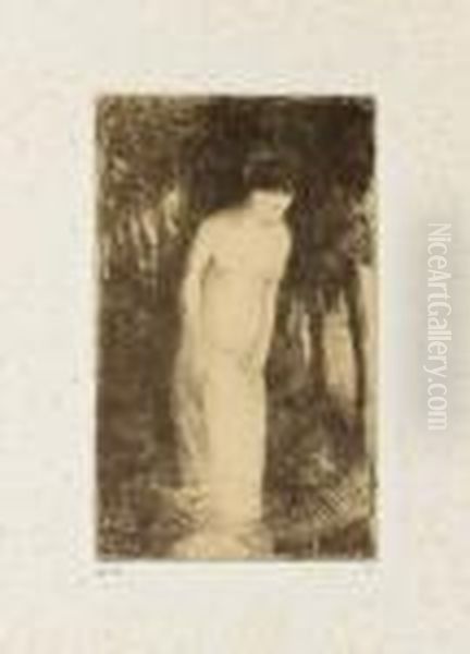 Baigneuse Pres D'un Bois Oil Painting by Camille Pissarro